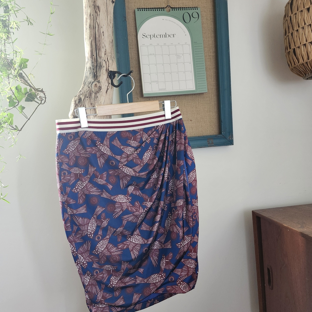 Zara Blue and Red Floral Pencil Skirt